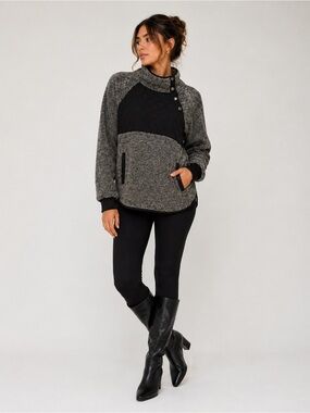 Abercrombie & Fitch Sherpa Quilted Snap Pullover Fleece Sweatshirt Medium